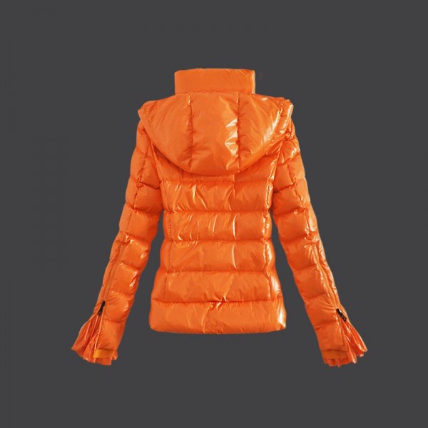Moncler Donna Giù cappotto cerniera polsini Arancione uscita M1045